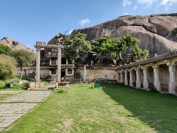 View of old ruins against clear sky