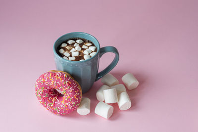 High angle view of coffee on table