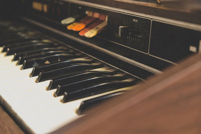 Close-up of piano keys