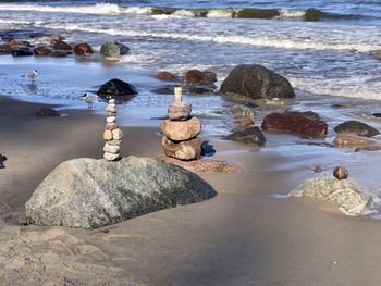 Stack of stones on beach