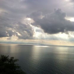 Scenic view of sea against cloudy sky