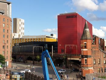 Panoramic view of buildings against sky in city