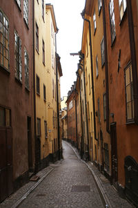 Narrow alley amidst buildings in city