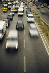 High angle view of traffic on city street