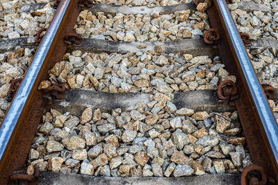 High angle view of railroad track