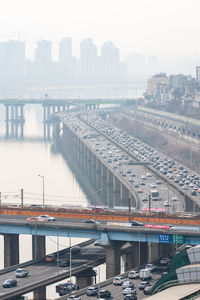 Bridge over river in city