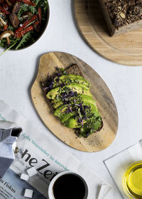 High angle view of food on table