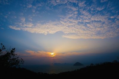 Low angle view of silhouette mountain against sky during sunset