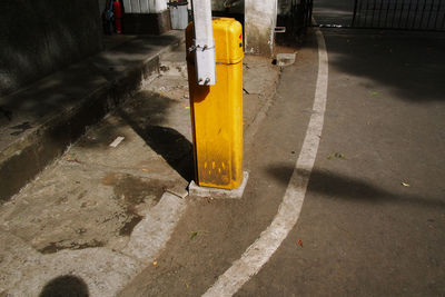 Close-up of yellow road