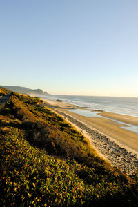 Scenic view of sea against clear sky