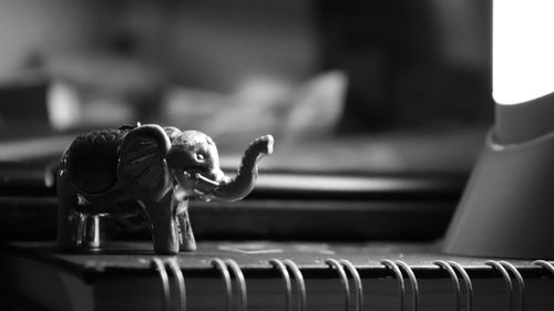 Close-up of an elephant figurine on the table
