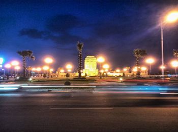 Light trails on road at night