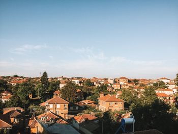 High angle view of townscape against sky