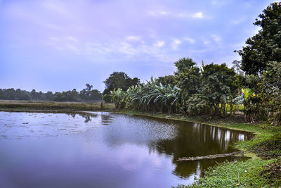Scenic view of lake against sky