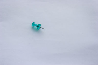 High angle view of toy against white background