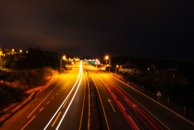 Light trails on highway at night