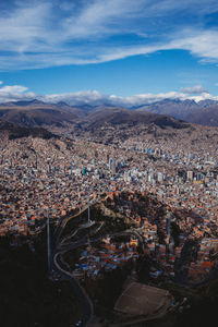 A view of la paz, bolivia from above