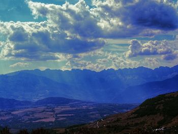 Scenic view of mountains against sky