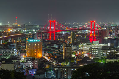 Illuminated city at night
