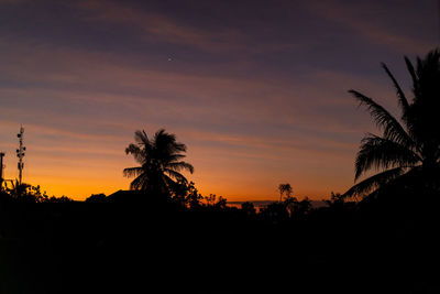 Silhouette palm trees against sky during sunset