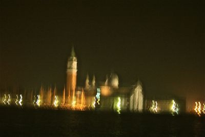 View of illuminated city at night