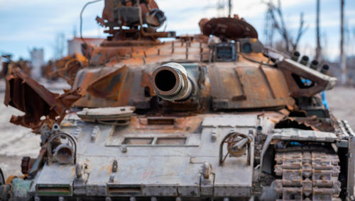 Close-up of abandoned vehicle