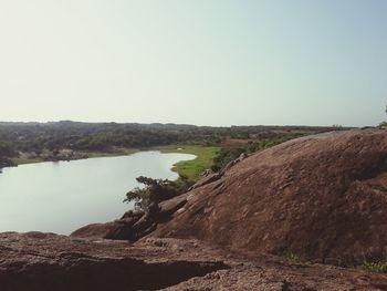 Scenic view of landscape against clear sky