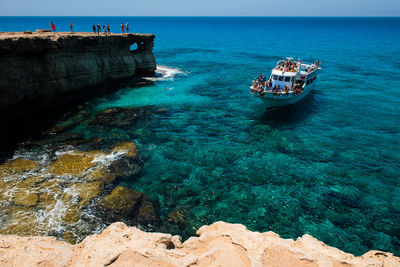 High angle view of sea against sky