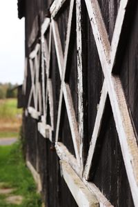 Close-up of wooden bridge