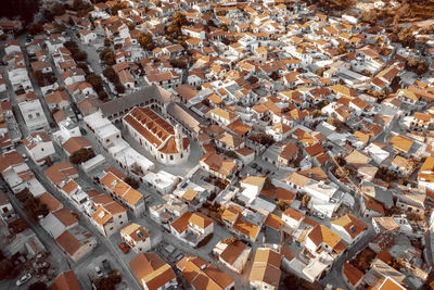 High angle view of buildings in city