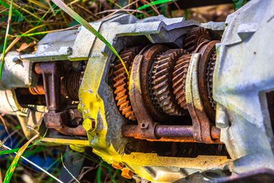 Close-up of rusty wheel