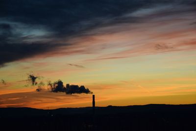 Silhouette of landscape at sunset