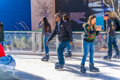 People walking in snow