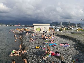 View of people on beach