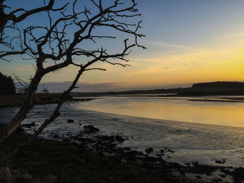 Scenic view of sea at sunset
