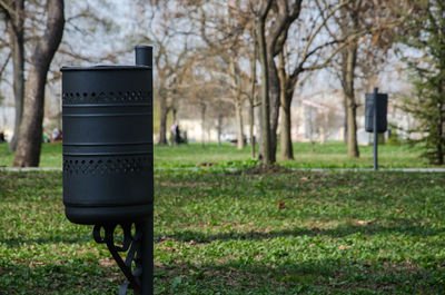 Trash cans at park