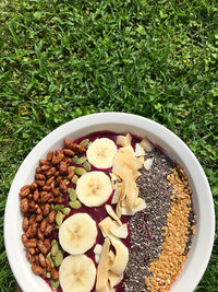 High angle view of breakfast served in bowl