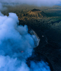 Aerial view of volcanic landscape