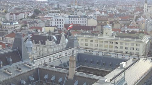 High angle view of buildings in city