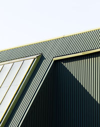 Low angle view of modern building against clear sky