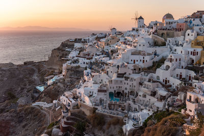 High angle view of buildings in city