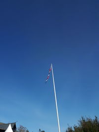 Low angle view of vapor trail against blue sky