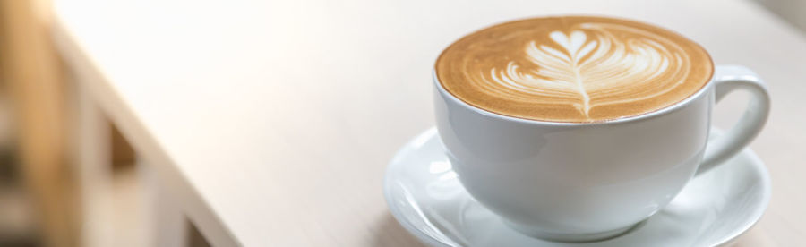 High angle view of coffee on table