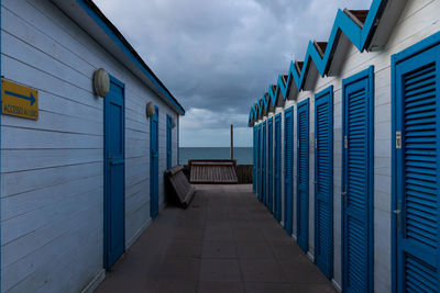 Empty blue bathhouse
