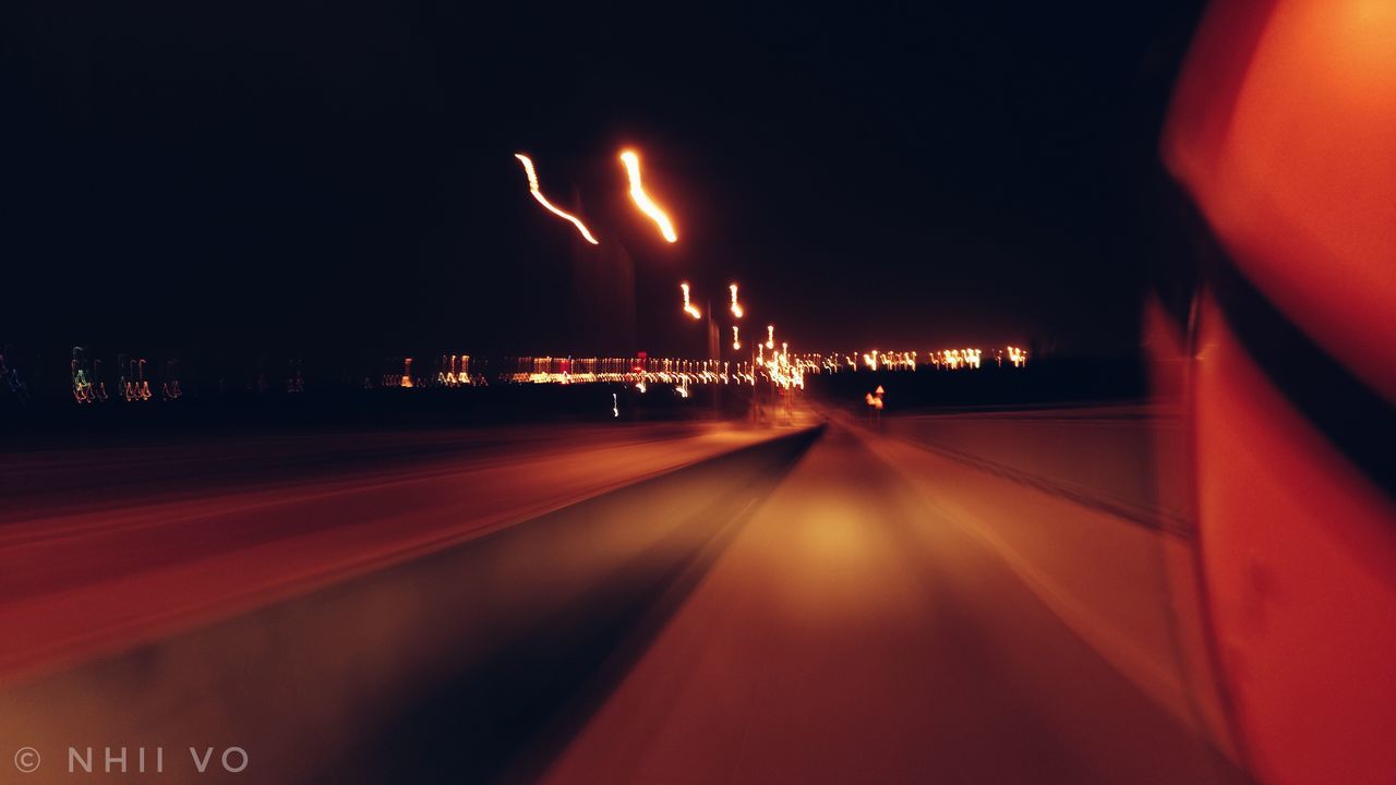 illuminated, transportation, night, car, road, no people, the way forward, land vehicle, motion, outdoors