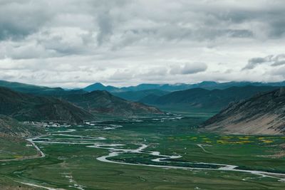 Scenic view of mountains against sky