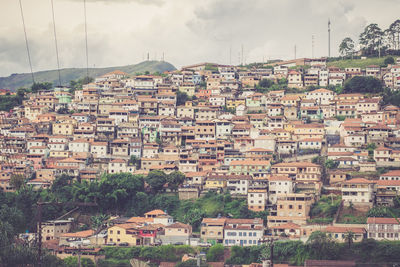 Residential district against sky