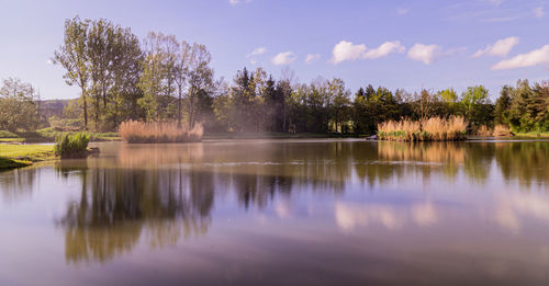 Scenic view of lake against sky