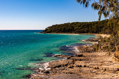 Scenic view of sea against clear sky