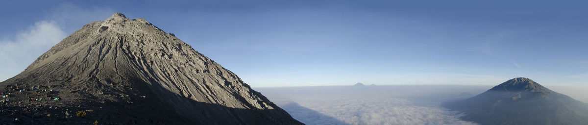 Panoramic view of snowcapped mountains against sky